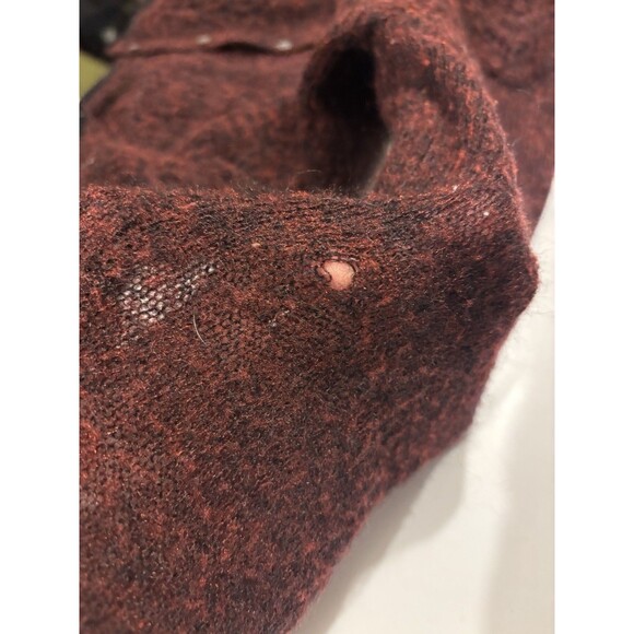 Calme Johnny Was y2k Burgundy Open Knit Cardigan Sweater Top S Wool Cottagecore - Picture 5 of 16